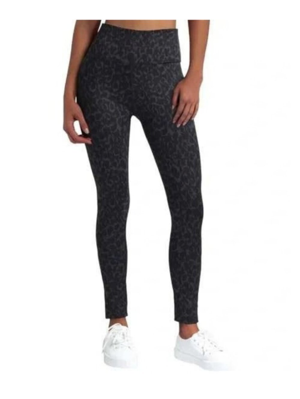 NWT H by Halston Womens Legging High Rise Black Tonal Leopard Animal Print Small